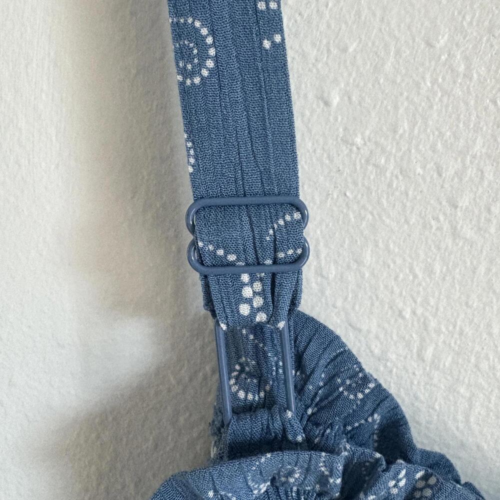 Market & Spruce | NWT Dusty Blue White Floral Strappy Midi Dress Ruched Top XXL - Picture 8 of 9